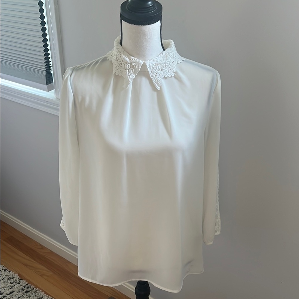 Forever 21 Cream Peter Pan Collar Blouse